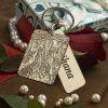 Custom brass photo keychain with engraved image and personalized nameplate, ideal for gifting in Nepal.